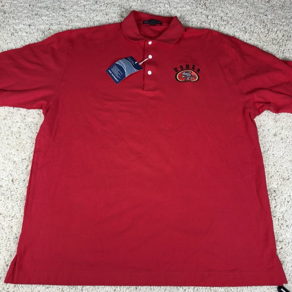 NWT San Francisco 49ers Usher Men's Red Polo Size XL 100% Pima‎ Cotton